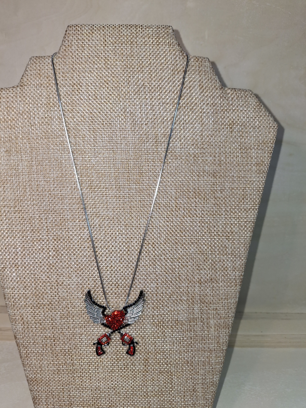 Red Heart with Wings Pendant Necklace - Women Jewelry